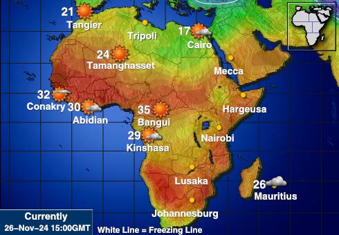 Zambia Ilm temperatuur kaart 