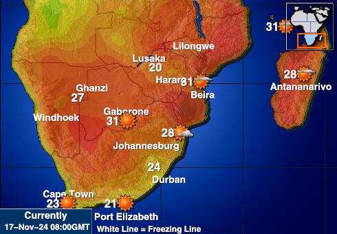 Zimbabve Vreme Temperatura Zemljevid 