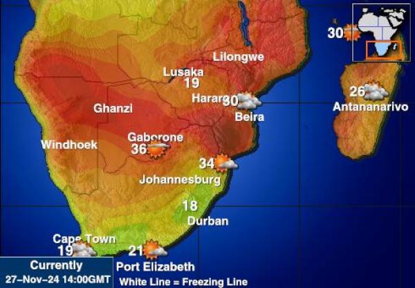 Zimbabwe Carte des températures de Météo 