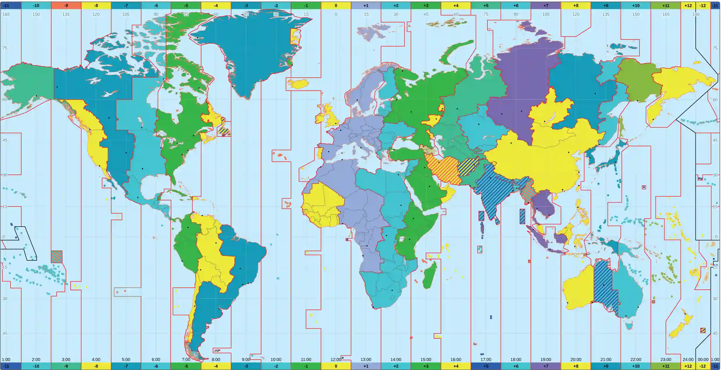 World Time Table Map World Time Zones Map